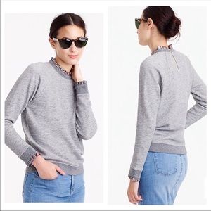 J Crew Gray Metallic Ruffle Neck Sweatshirt